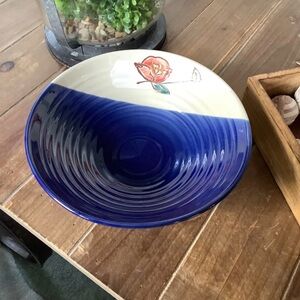 WCL Blue and White Ceramic Bowl with Floral Design